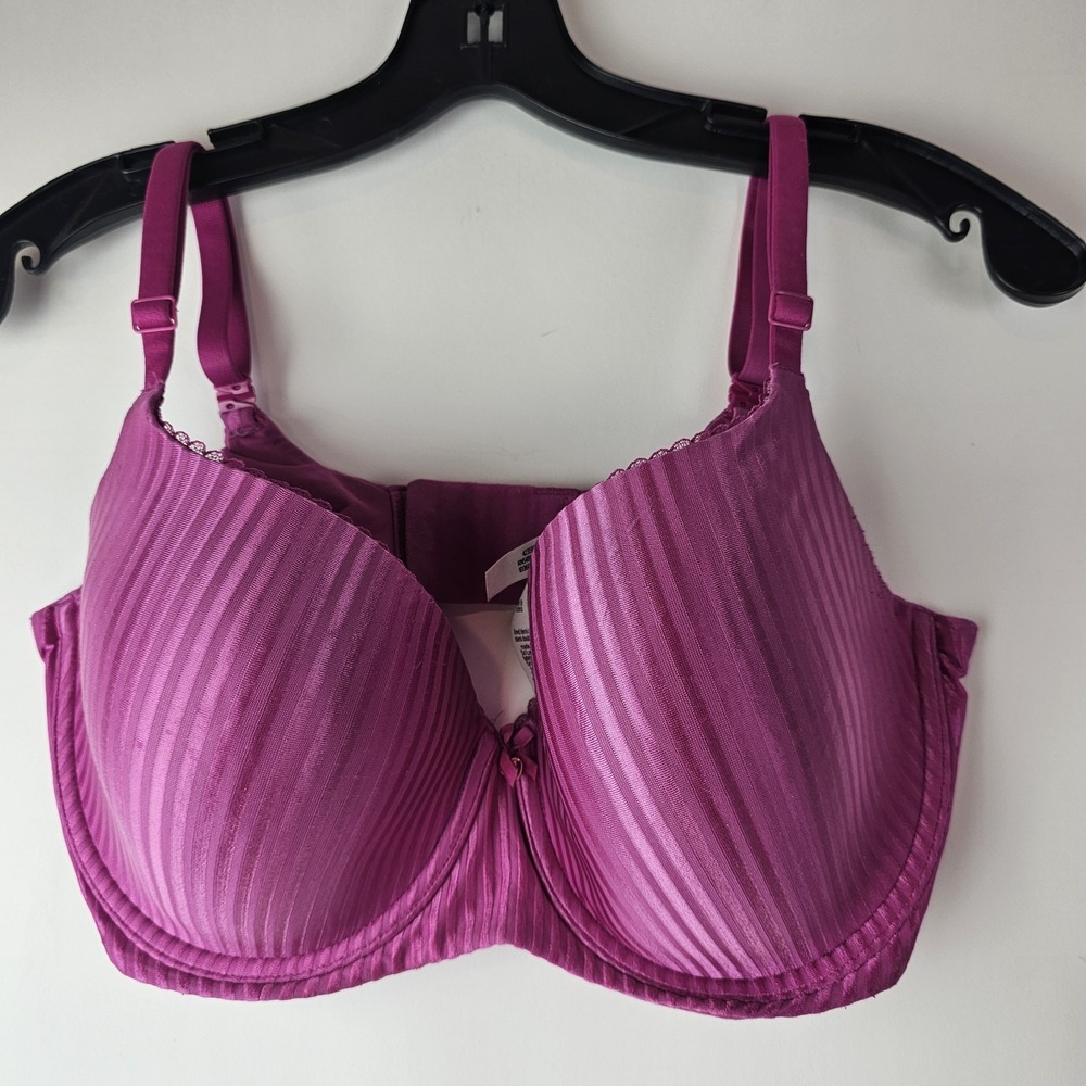 VICTORIA'S SECRET BODY BY VICTORIA LINED DEMI BRA 36DDD PINK Stripes Satin